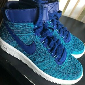 Nike Air Force 1 Flyknit Blue Lagoon Size 7 NEW!